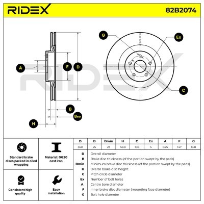 Tarcza hamulcowa RIDEX 82B2074 82B2074 - foto 6