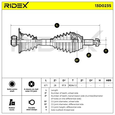 Półoś Napędowa RIDEX 13D0235 13D0235 - foto 8