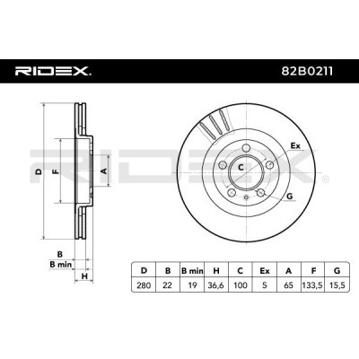 Tarcza hamulcowa RIDEX 82B0211 82B0211 - foto 5