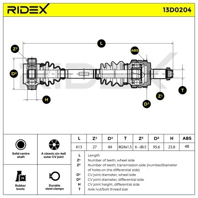 Półoś Napędowa RIDEX 13D0204 13D0204 - foto 5