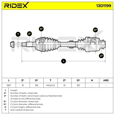 Półoś Napędowa RIDEX 13D1199 13D1199 - foto 7