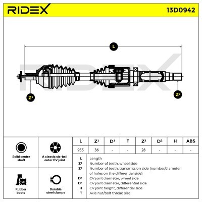 Półoś Napędowa RIDEX 13D0942 13D0942 - foto 14