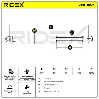 Amortyzator Pokrywy Bagażnika RIDEX 219G1057 219G1057 - foto 5
