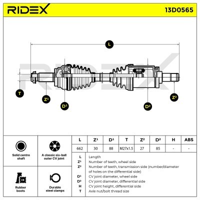 Półoś Napędowa RIDEX 13D0565 13D0565 - foto 5