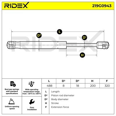 Amortyzator Pokrywy Bagażnika RIDEX 219G0943 219G0943 - foto 6