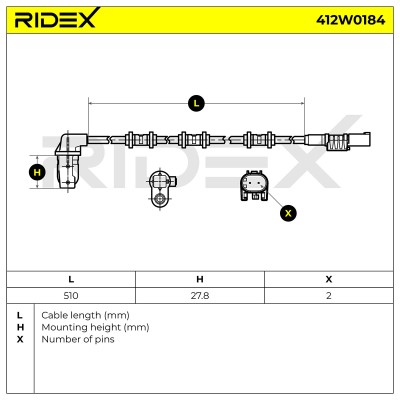 Czujnik ABS RIDEX 412W0184 412W0184 - foto 6