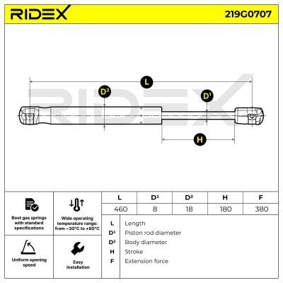 Amortyzator Pokrywy Bagażnika RIDEX 219G0707 219G0707 - foto 6
