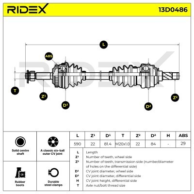 Półoś Napędowa RIDEX 13D0486 13D0486 - foto 7