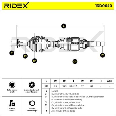 Półoś Napędowa RIDEX 13D0640 13D0640 - foto 7