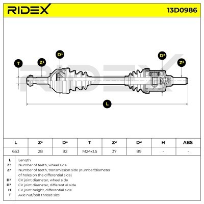 Półoś Napędowa RIDEX 13D0986 13D0986 - foto 7