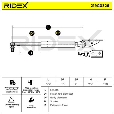 Amortyzator Pokrywy Bagażnika RIDEX 219G0326 219G0326 - foto 6
