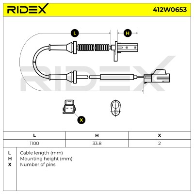 Czujnik ABS RIDEX 412W0653 412W0653 - foto 7