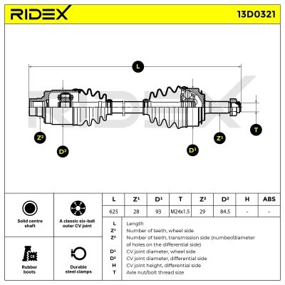 Półoś Napędowa RIDEX 13D0321 13D0321 - foto 7