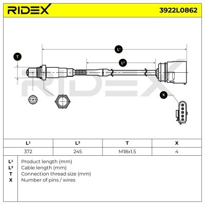 Sonda Lambda RIDEX 3922L0862 3922L0862 - foto 6