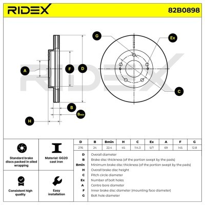 Tarcza hamulcowa RIDEX 82B0898 82B0898 - foto 4