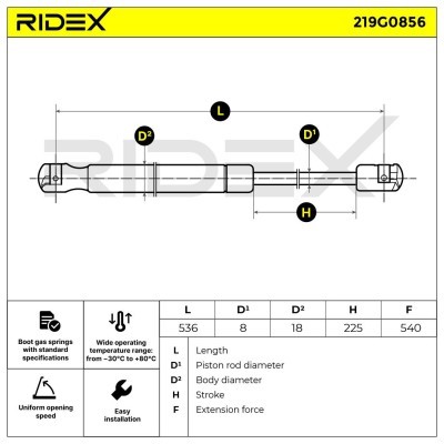 Amortyzator Pokrywy Bagażnika RIDEX 219G0856 219G0856 - foto 6