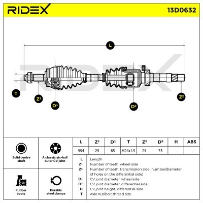 Półoś Napędowa RIDEX 13D0632 13D0632 - foto 7