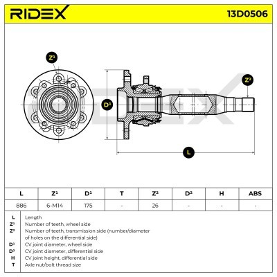 Półoś Napędowa RIDEX 13D0506 13D0506 - foto 6