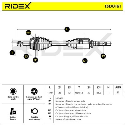 Półoś Napędowa RIDEX 13D0161 13D0161 - foto 4