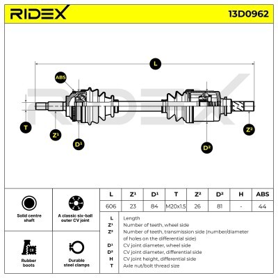 Półoś Napędowa RIDEX 13D0962 13D0962 - foto 7