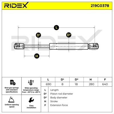 Amortyzator Pokrywy Bagażnika RIDEX 219G0378 219G0378 - foto 7