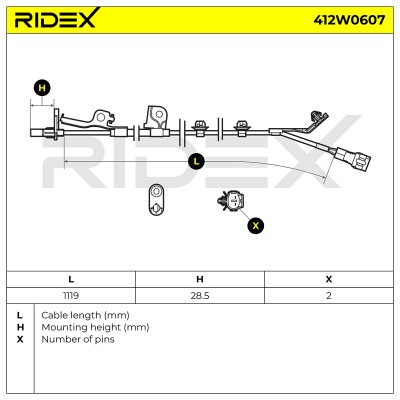 Czujnik ABS RIDEX 412W0607 412W0607 - foto 6