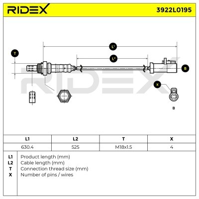 Sonda Lambda RIDEX 3922L0195 3922L0195 - foto 5