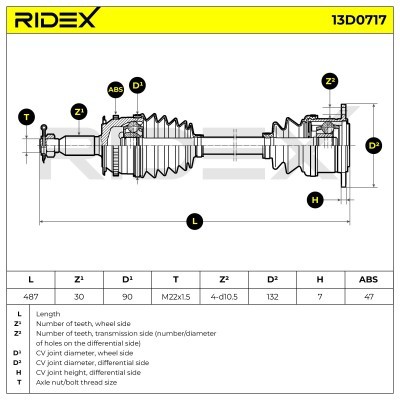 Półoś Napędowa RIDEX 13D0717 13D0717 - foto 5