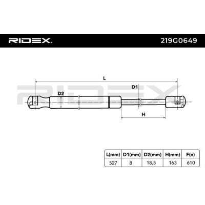 Amortyzator Pokrywy Bagażnika RIDEX 219G0649 219G0649 - foto 7