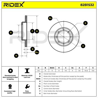 Tarcza hamulcowa RIDEX 82B1532 82B1532 - foto 6