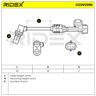 Czujnik ABS RIDEX 412W0296 412W0296 - foto 6