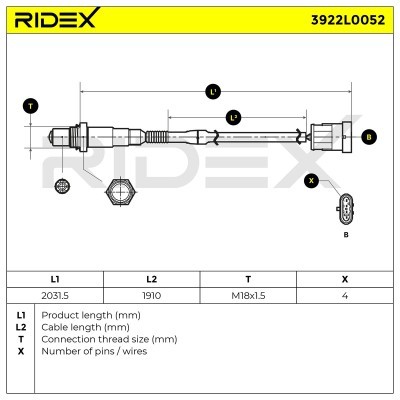 Sonda Lambda RIDEX 3922L0052 3922L0052 - foto 6