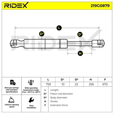 Amortyzator Pokrywy Bagażnika RIDEX 219G0879 219G0879 - foto 6