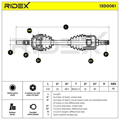 Półoś Napędowa RIDEX 13D0061 13D0061 - foto 7