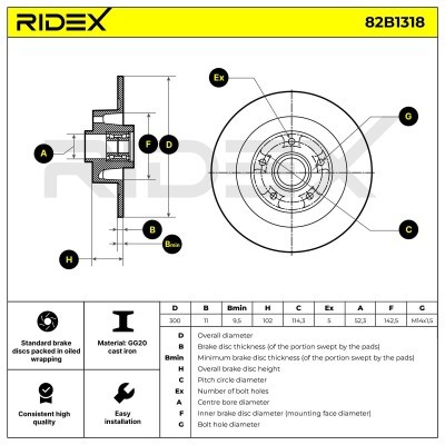 Tarcza hamulcowa RIDEX 82B1318 82B1318 - foto 6