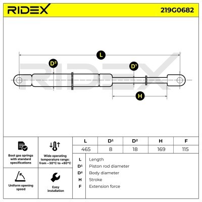 Amortyzator Pokrywy Bagażnika RIDEX 219G0682 219G0682 - foto 6