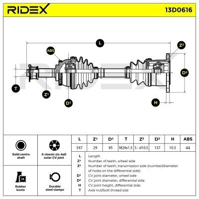 Półoś Napędowa RIDEX 13D0616 13D0616 - foto 6