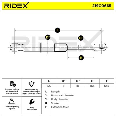 Amortyzator Pokrywy Bagażnika RIDEX 219G0665 219G0665 - foto 6