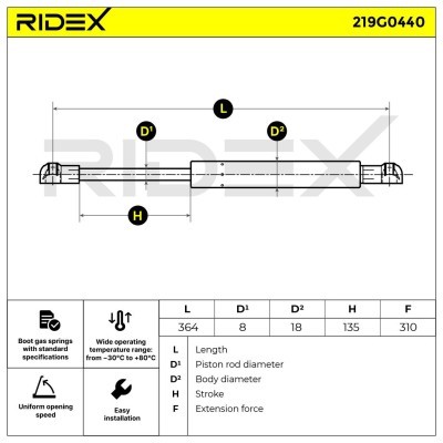 Amortyzator Pokrywy Bagażnika RIDEX 219G0440 219G0440 - foto 7