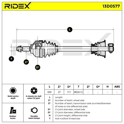 Półoś Napędowa RIDEX 13D0577 13D0577 - foto 6