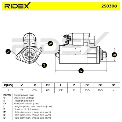Rozrusznik RIDEX 2S0308 2S0308 - foto 7