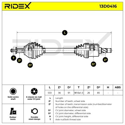 Półoś Napędowa RIDEX 13D0416 13D0416 - foto 6