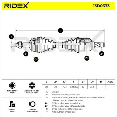 Półoś Napędowa RIDEX 13D0373 13D0373 - foto 7