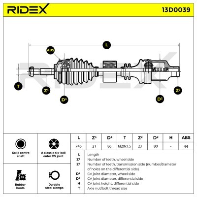 Półoś Napędowa RIDEX 13D0039 13D0039 - foto 6