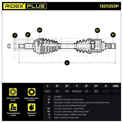 Półoś Napędowa RIDEX 13D1253P 13D1253P - foto 8