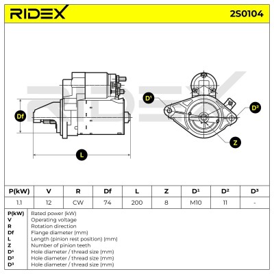 Rozrusznik RIDEX 2S0104 2S0104 - foto 6