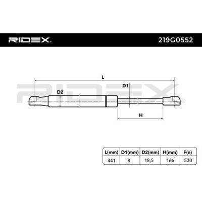 Amortyzator Pokrywy Bagażnika RIDEX 219G0552 219G0552 - foto 6