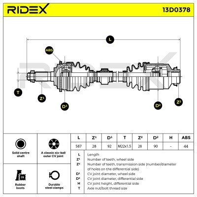 Półoś Napędowa RIDEX 13D0378 13D0378 - foto 6