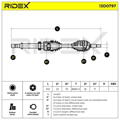 Półoś Napędowa RIDEX 13D0797 13D0797 - foto 14