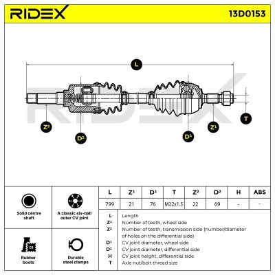 Półoś Napędowa RIDEX 13D0153 13D0153 - foto 7